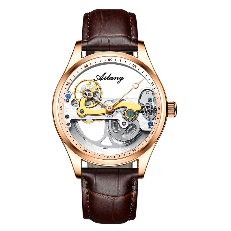 Creative Hollow Automatic Mechanical Watch with Silicone Band for Men