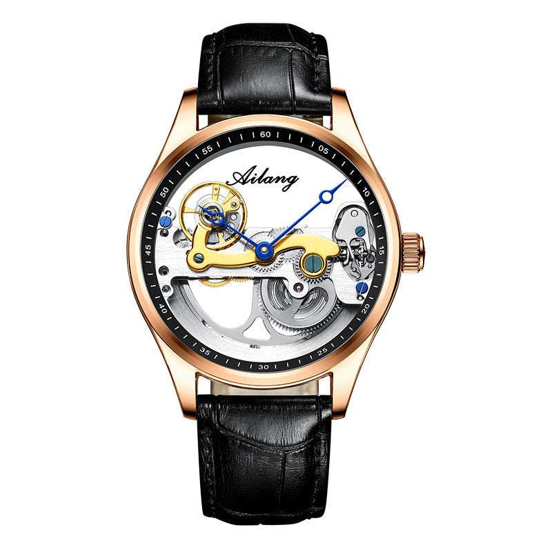 Creative Hollow Automatic Mechanical Watch with Silicone Band for Men