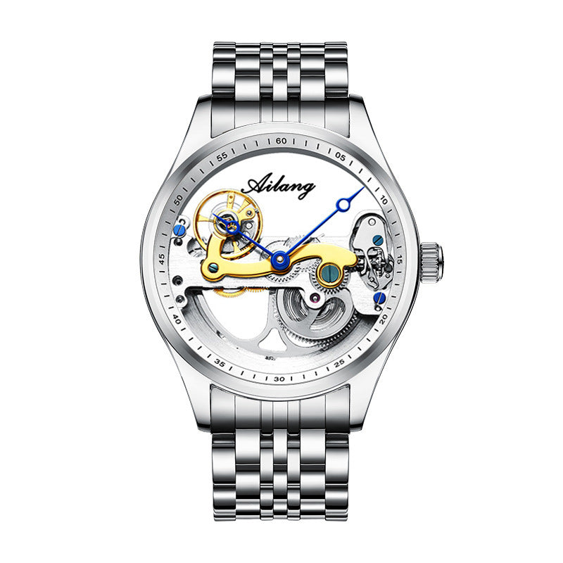 Creative Hollow Automatic Mechanical Watch with Silicone Band for Men