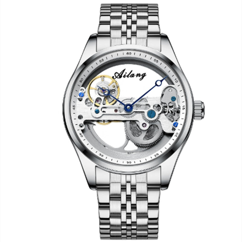 Creative Hollow Automatic Mechanical Watch with Silicone Band for Men