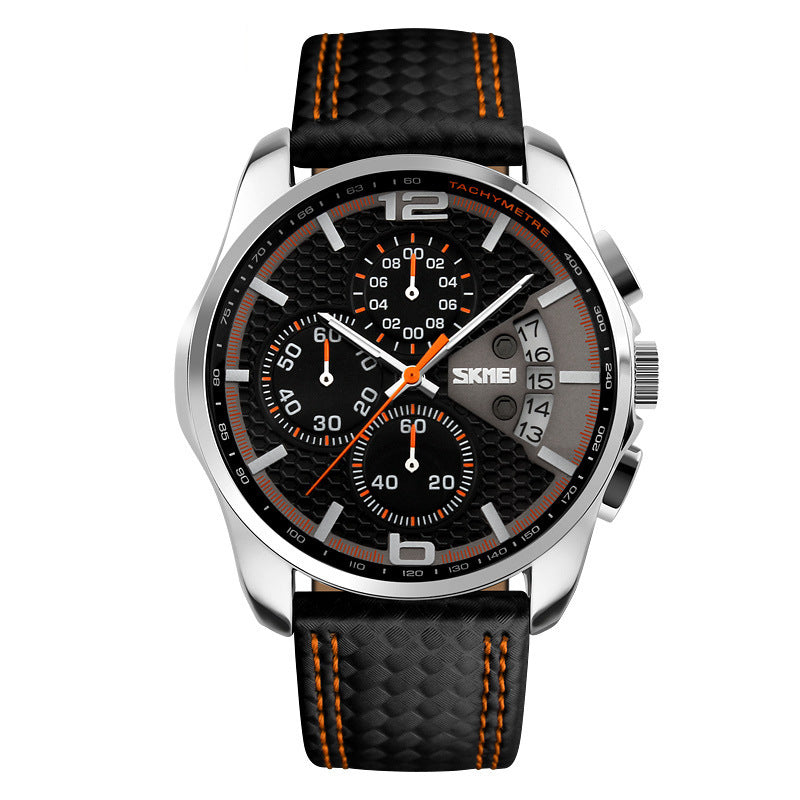 Leather Quartz Sports Watch for Men Stylish Waterproof Timepiece