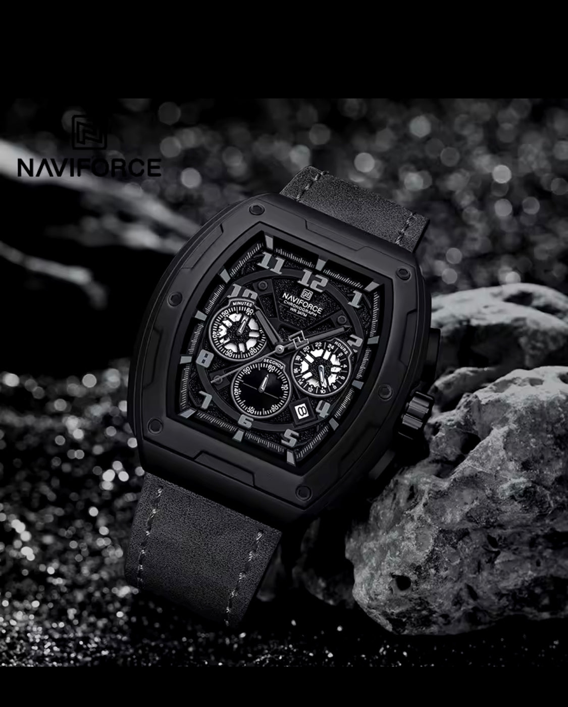Black lather watch