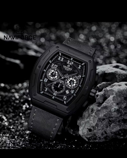 Black lather watch