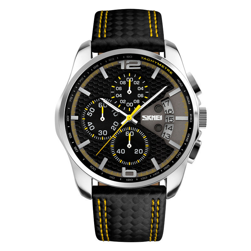 Leather Quartz Sports Watch for Men Stylish Waterproof Timepiece