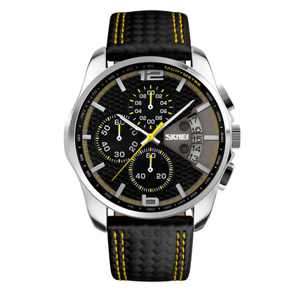 Leather Quartz Sports Watch for Men Stylish Waterproof Timepiece