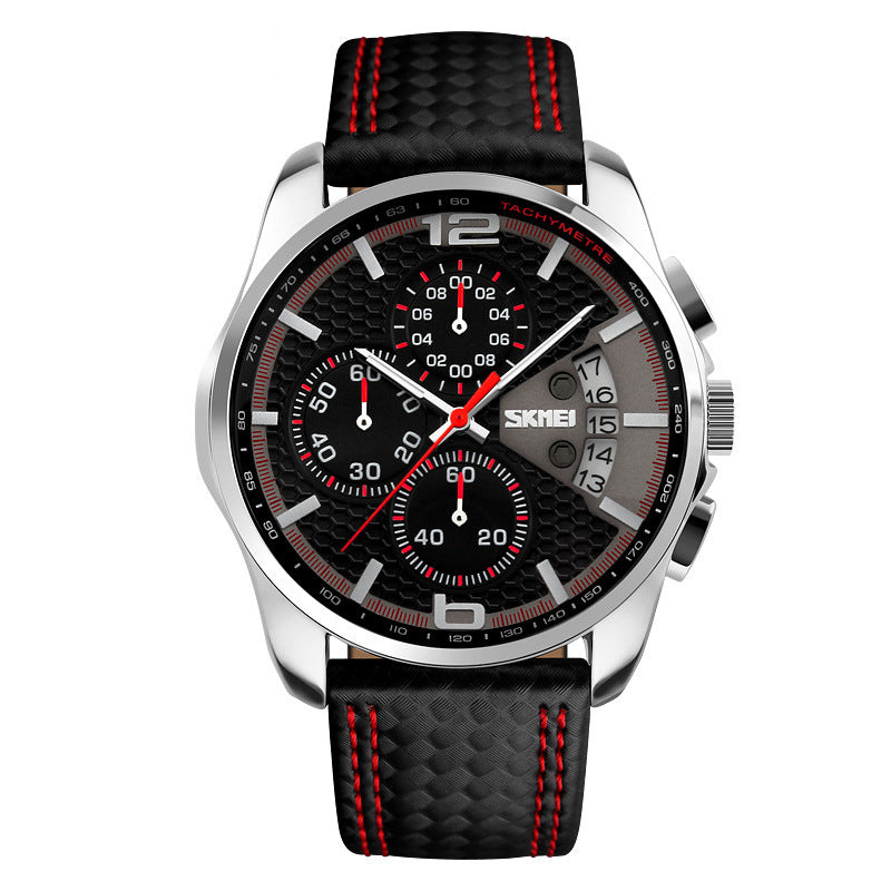 Leather Quartz Sports Watch for Men Stylish Waterproof Timepiece