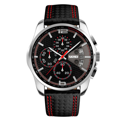 Leather Quartz Sports Watch for Men Stylish Waterproof Timepiece