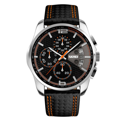 Leather Quartz Sports Watch for Men Stylish Waterproof Timepiece