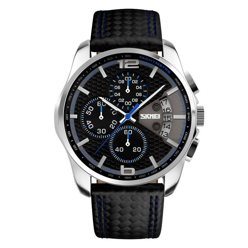 Leather Quartz Sports Watch for Men Stylish Waterproof Timepiece