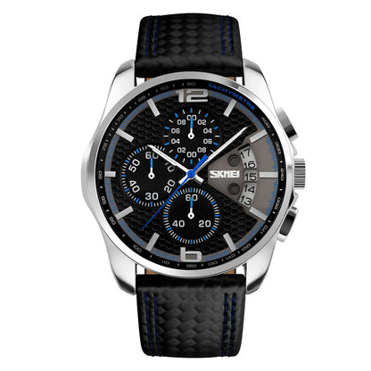 Leather Quartz Sports Watch for Men Stylish Waterproof Timepiece