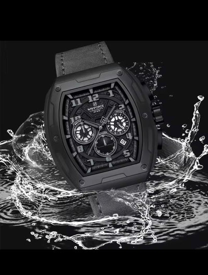 Black lather watch