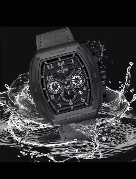Black lather watch
