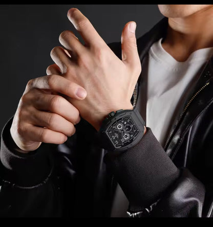 Black lather watch